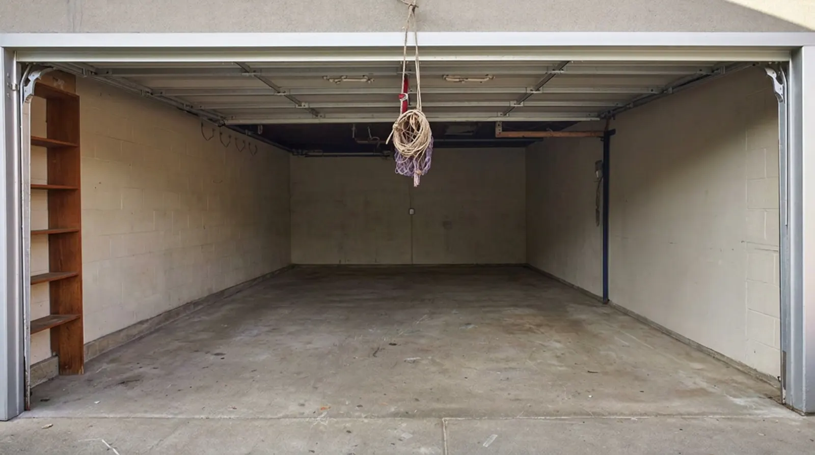 Same garage clean and empty after Breath Out cleanout