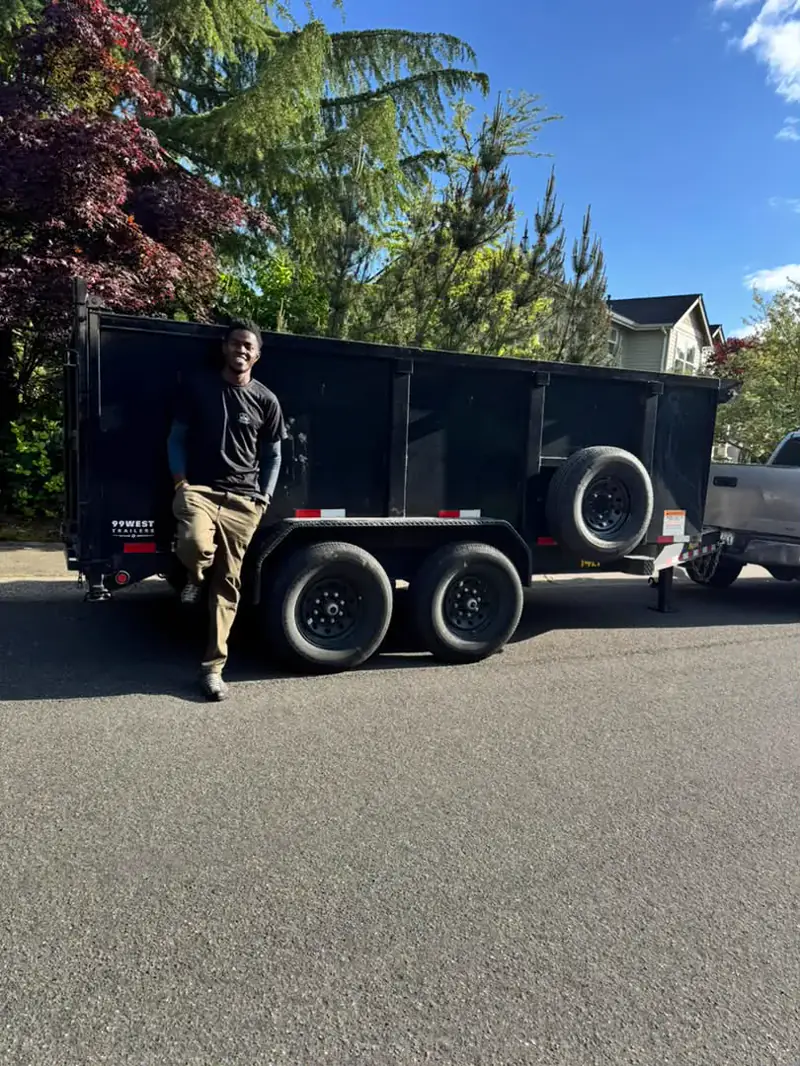 Asuman, owner of Breath Out, with the dump trailer