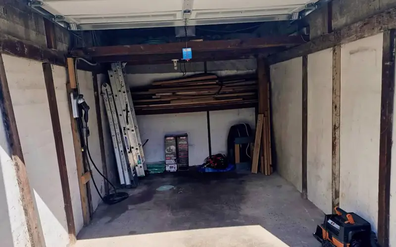 The same garage empty and swept after one Breath Out visit